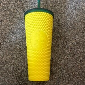 Starbucks Textured Yellow Tumbler with Green Top